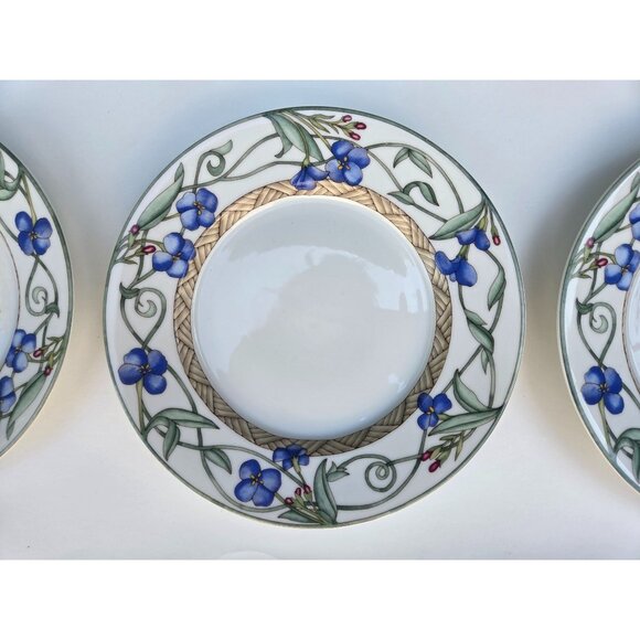6 Dansk Umbrian Flowers Dinnerware Bread Plates 7 3/8" Blue & Green Floral Pat - Picture 2 of 3